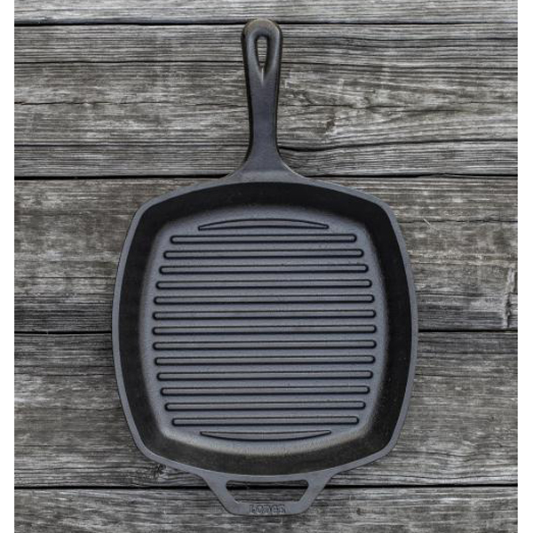 LODGE 10.5″ SEASONED SQUARE CAST IRON GRILL PAN General Army Navy Outdoor