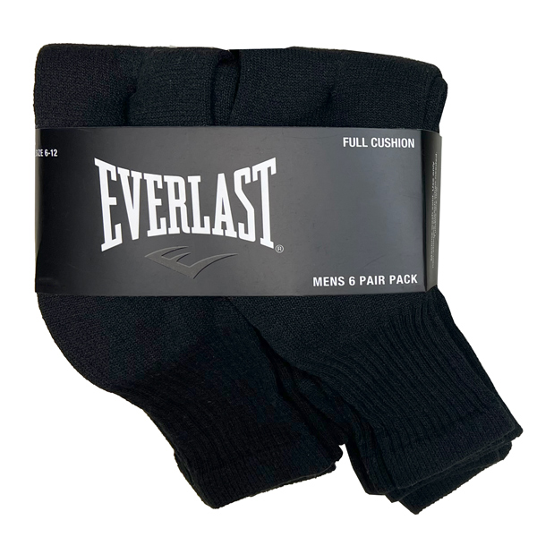 EVERLAST-Mens-6-Pair-Pack-Socks-Quarters-Black