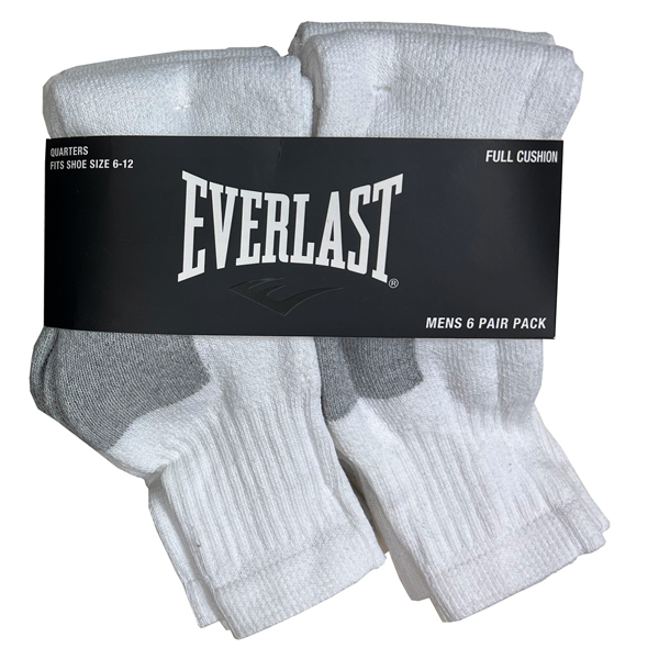 EVERLAST-Mens-6-Pair-Pack-Socks-Quarters-White